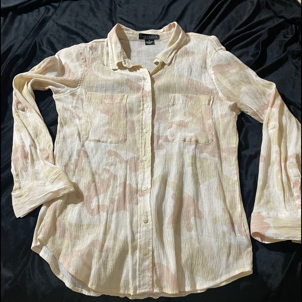 Sanctuary long sleeve button down neutral camo